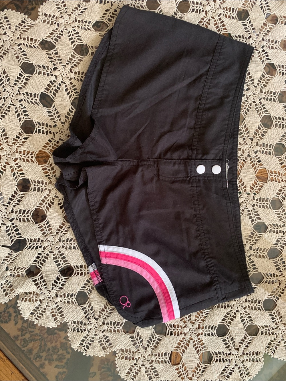 OP Black Athletic Shorts with Pink and White Stripe
